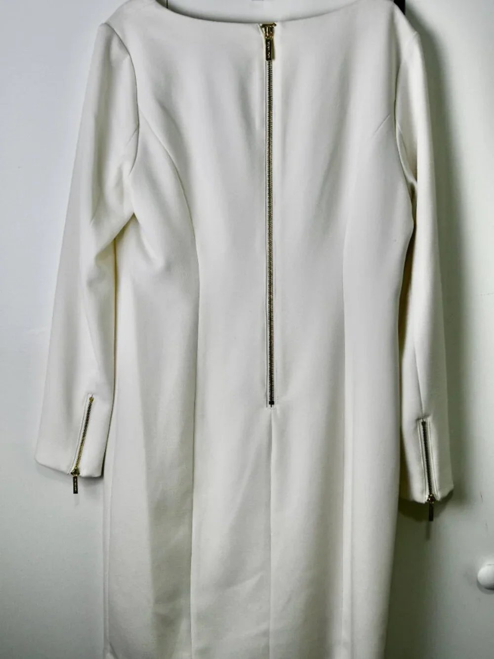 Michael Kors Womens Cream Dress Size 8 With Gold Zipper Detail